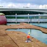 Floating Island being installed.