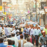 Crowded street in Jaipur, India